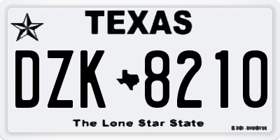 TX license plate DZK8210
