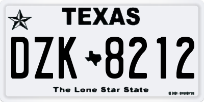 TX license plate DZK8212