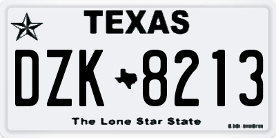 TX license plate DZK8213