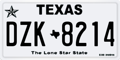 TX license plate DZK8214