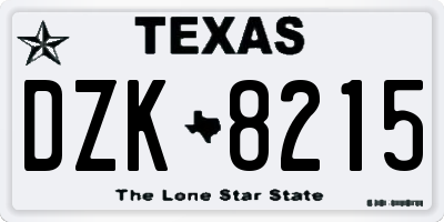 TX license plate DZK8215