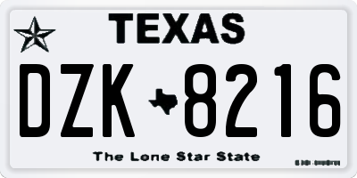 TX license plate DZK8216