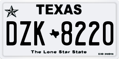 TX license plate DZK8220
