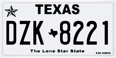 TX license plate DZK8221