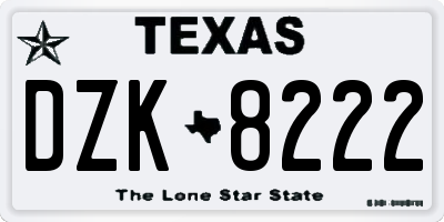 TX license plate DZK8222