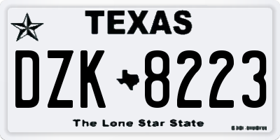 TX license plate DZK8223
