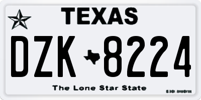 TX license plate DZK8224