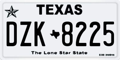 TX license plate DZK8225