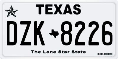 TX license plate DZK8226