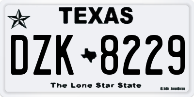 TX license plate DZK8229