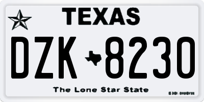 TX license plate DZK8230
