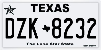 TX license plate DZK8232