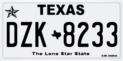 TX license plate DZK8233