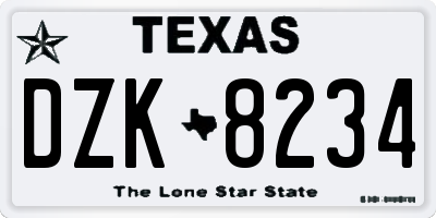 TX license plate DZK8234