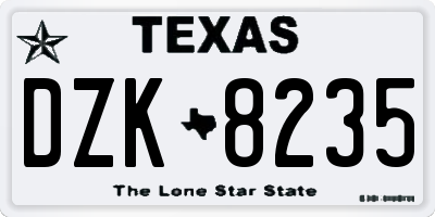 TX license plate DZK8235