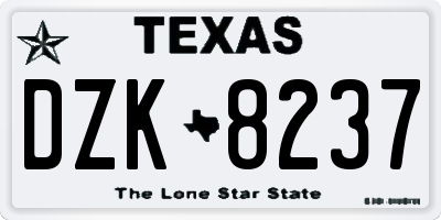 TX license plate DZK8237