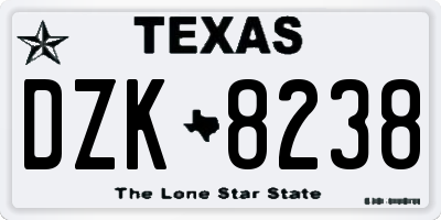 TX license plate DZK8238