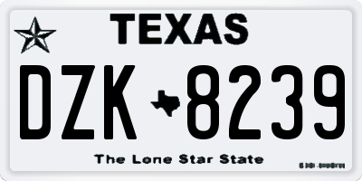 TX license plate DZK8239