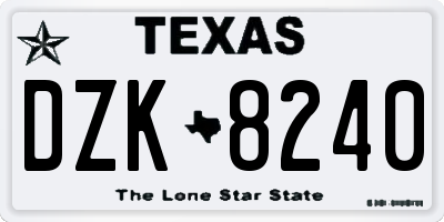 TX license plate DZK8240