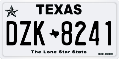 TX license plate DZK8241