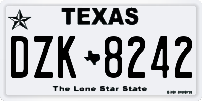 TX license plate DZK8242
