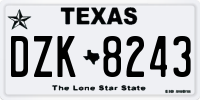 TX license plate DZK8243