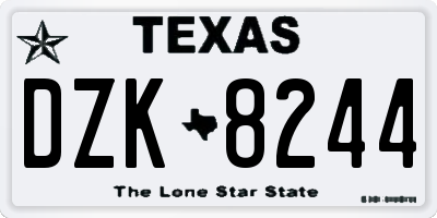 TX license plate DZK8244