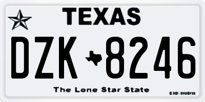 TX license plate DZK8246