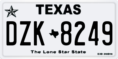 TX license plate DZK8249
