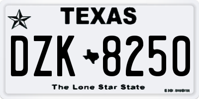 TX license plate DZK8250