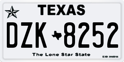 TX license plate DZK8252
