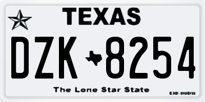 TX license plate DZK8254