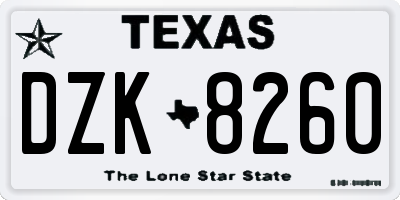 TX license plate DZK8260