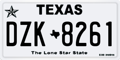 TX license plate DZK8261