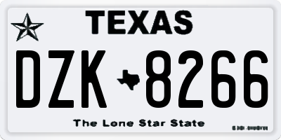 TX license plate DZK8266