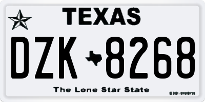 TX license plate DZK8268