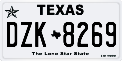 TX license plate DZK8269