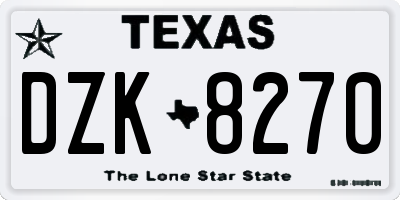 TX license plate DZK8270