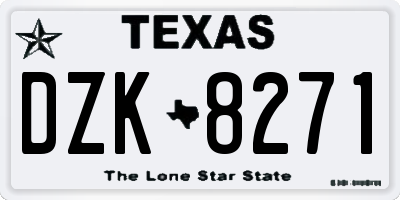 TX license plate DZK8271