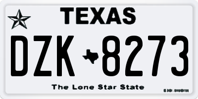TX license plate DZK8273
