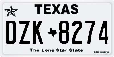 TX license plate DZK8274