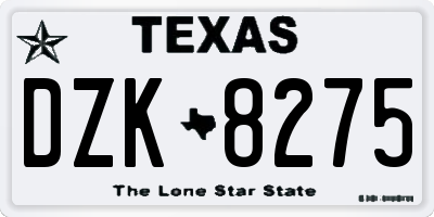 TX license plate DZK8275
