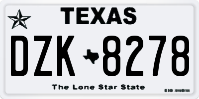 TX license plate DZK8278