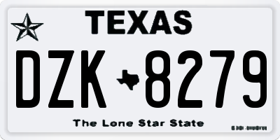 TX license plate DZK8279