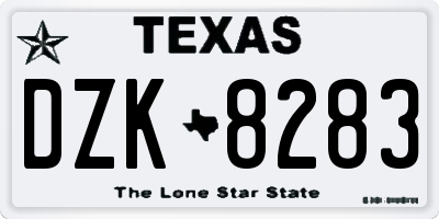 TX license plate DZK8283