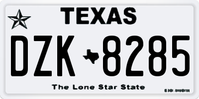 TX license plate DZK8285