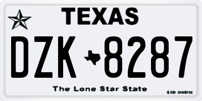 TX license plate DZK8287