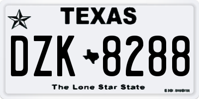TX license plate DZK8288
