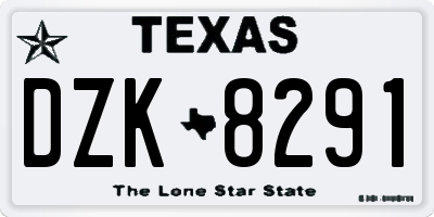 TX license plate DZK8291