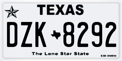 TX license plate DZK8292